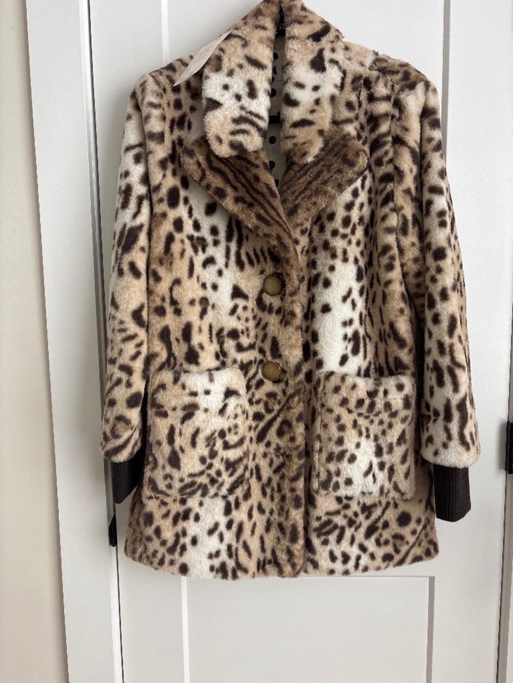 Cabi faux leopard car coat